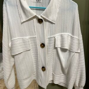 White Button-Up Shirt Jacket